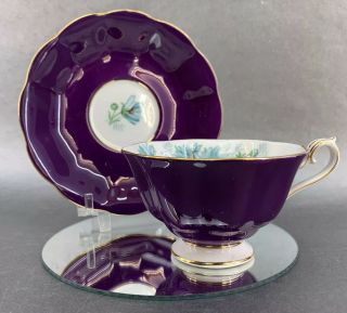 Royal Albert Teacup & Saucer Purple Floral Vintage Bone China Uk Tea Cup Bx4
