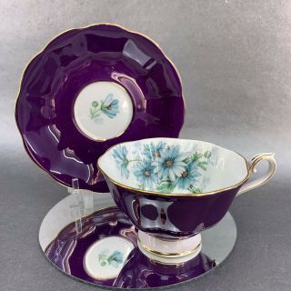 Royal Albert Teacup & Saucer Purple Floral Vintage Bone China UK Tea Cup Bx4 2