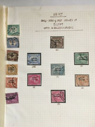 1884 - 1893 Page Of Stamps From Egypt With Soudan Overprints F/used