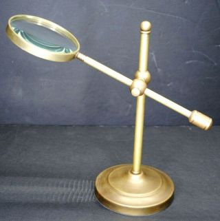 Adjustable Antique Brass Marine Nautical Magnifing Glass W/ Stand