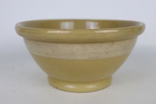 Antique Vintage Stoneware Pottery Kitchen Brown Glaze Yellow Ware Mixing Bowl 8 "