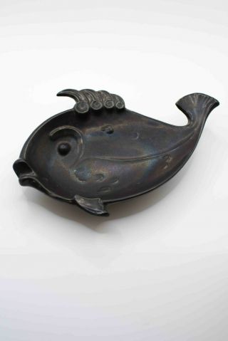 Mcm Red Wing Pottery Bronze Fish Dish Ashtray 1579 Mid - Century Modern 8 "