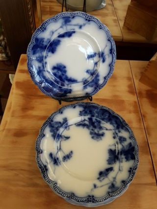 Set 3 Antique Ridgeway Pottery Lonsdale Flow Blue Luncheon Plate Porcelain