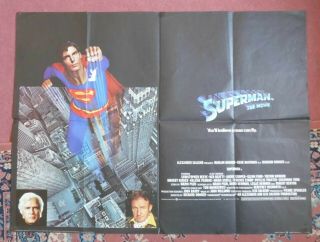 Superman (1978) Uk Quad Poster Christopher Reeve,  Marlon Brando