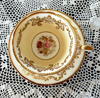 Aynsley Signed J A Bailey Rose & Poppy Cup & Saucer Beige