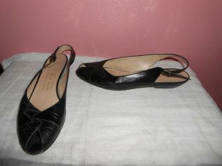 Vintage Bruno Magli Women’s Sling Back Shoes 9 1/2 Aa Black Open Toe