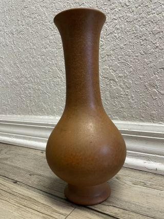 Vintage Catalina Pottery Matte Brown Vase,  Gladding Mcbean 10.  5” Rare