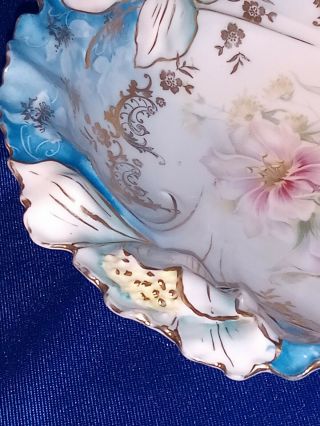 Vintage Royal Vienna Germany Blue Floral 10” Porcelain Bowl 3