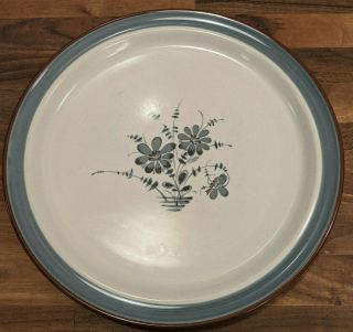 Set Of 6 Vintage Noritake Stoneware Pleasure Dinner Plates 10.  5 " Blue 8344