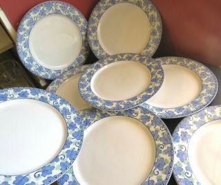 Pfaltzgraff BLUE ISLE Set of 8 Dinner Plates blue green leaves 2