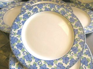 Pfaltzgraff BLUE ISLE Set of 8 Dinner Plates blue green leaves 3