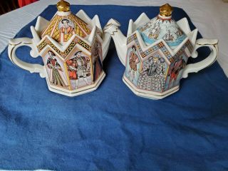 Two Vintage Sadler Kings & Queens Teapots - Elizabeth I And Henry Viii -