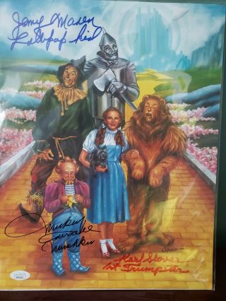 Mickey Carroll,  Jerry Maren & Karl Slover Signed " The Wizard Of Oz " 11x14 Photo