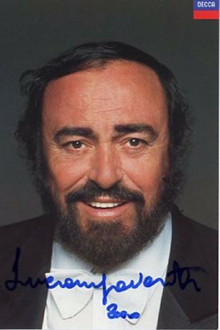 Luciano Pavarotti Signed 4x6 Photo Card