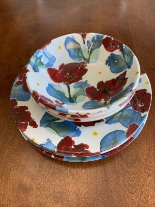 7 Royal Stafford Red Opium Bowls & Plates Burslem Heart Of The Potteries England