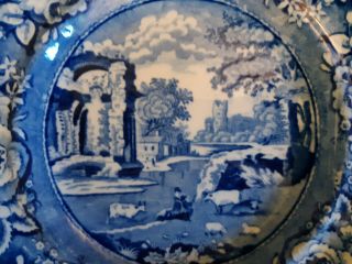 19th C.  Historical Staffordshire Transferware Plate – Stubbs “Italian” Pattern 2