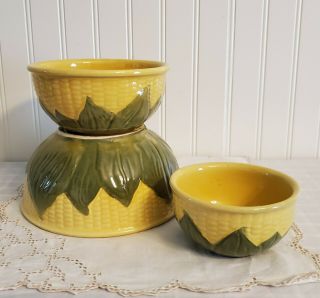 Vintage Shawnee Pottery Yellow Corn King 3pc Nesting Serving Bowl Set 8,  6 & 5