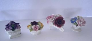 Vintage Royal Stratford Bone China Bouquet Of Mini Flowers Set Of 4
