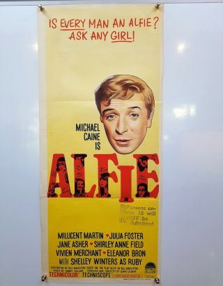 Alfie (1966) - Michael Caine - Aus Daybill 13 " X 30 " - Very Good/unused