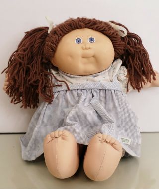 Vintage 1983 Cabbage Patch Kid - Brown Hair - Dimple - Violet Eyes W/ Outfit