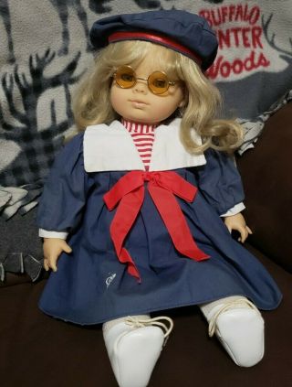 Vintage Gotz Vinyl Doll Sleepy Eye Soft Body 19” Blond Hair Nautical Dress