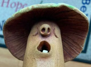 Chrest Studio Pottery Mushroom Art Sculpture Cone Insence Burner Toothless Gem