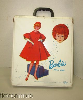 Vintage Barbie Bubblecut Doll Trunk Case White Red Flare Travel 1963 Floral Intr