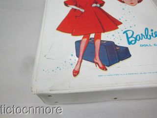 VINTAGE BARBIE BUBBLECUT DOLL TRUNK CASE WHITE RED FLARE TRAVEL 1963 FLORAL INTR 3
