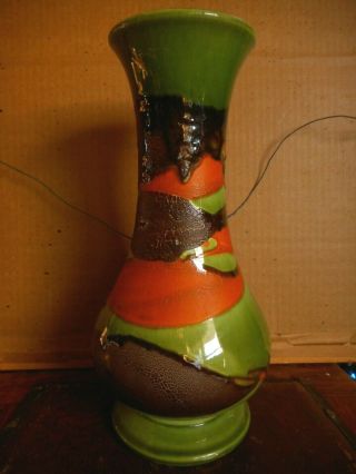 Green Brown Rust Earth Wrap Vase Retro Style Royal Haeger Vintage 10.  5 " Tall