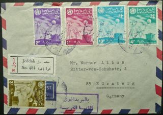 Saudi Arabia 13 Apr 1967? Regist.  Airmail Cover From Jeddah To Nurnberg,  Germany