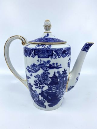 Vintage Antique Royal Worcester Crown Ware Blue Willow Teapot