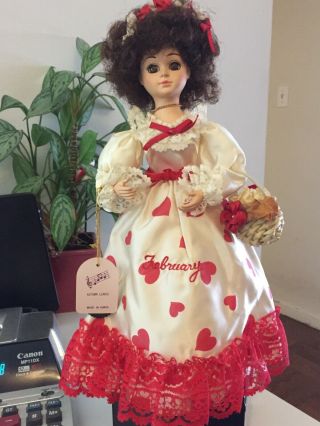 Vintage 1988 Brinns Musical Calendar Miss February Doll - Autumn Leaves