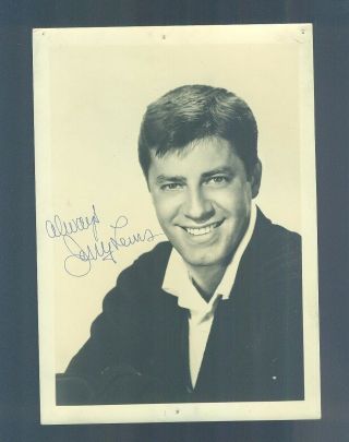Vintage 7 " X 5 " Black And White Ball Point Autographed Always Jerry Lewis Photo