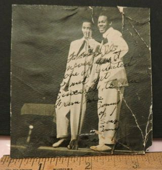 Orig C.  1945 Black Negro African American Duo Entertainers 3x3 Autographed Photo