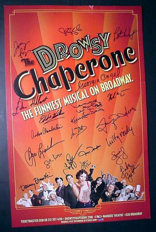 “the Drowsy Chaperone” Broadway Window Card Poster Cast Signed