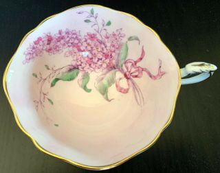 Fancy Paragon Tea Cup Lilac With Pink Interior And Pink Ribbon
