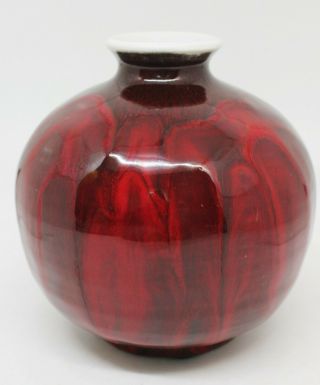 David Broudo Mid Century Modern Studio Art Pottery Red Flambe Vase Weed Pot