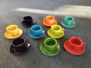 Set Of 18 Fiesta Ware Homer Laughlin Cups And Saucers Coffee/tea Multi Colors