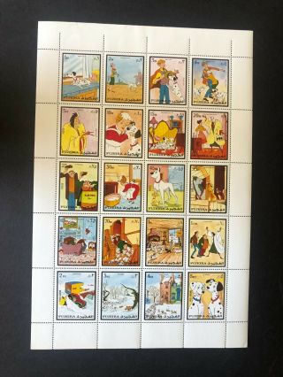 Middle East Trucial States Fujeira Mnh Stamp Sheets Disney Cartoon Characters 3