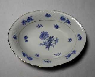 Schumann Germany China Blue Flowers Sch1 Pattern Oval Serving Bowl - 9 - 3/4 "