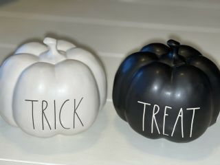 Rae Dunn Halloween Baby Trick And Treat Pumpkins 2020 Black And White Htf