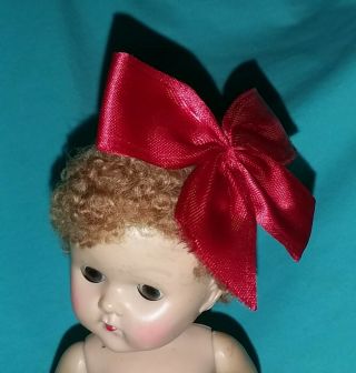 Authentic Vintage Vogue Ginny Doll Red Hair Bow With Etched Brass Clip Exc ❤