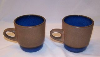 Edith Heath Pottery Ceramics Blue Moonstone Mugs Coffee Cups Set Of 2