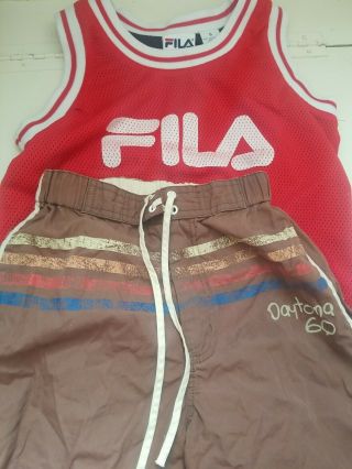 Youth Vintage Red Fila Basketball Jersey Size Small 6 Or 7 And Size 5 Shorts