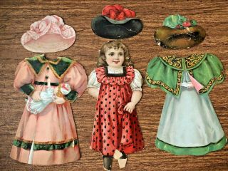 Antique Victorian Advertsing Lithograph Paper Doll W 2 Dress,  Hat No Trade Name
