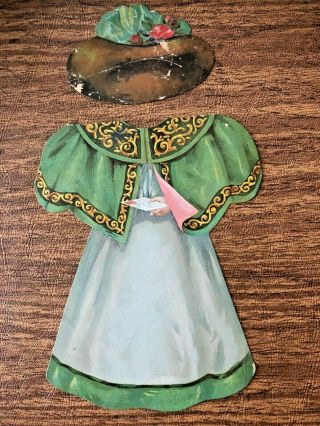 Antique Victorian Advertsing Lithograph Paper Doll w 2 dress,  hat no trade name 2