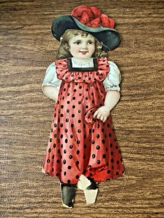 Antique Victorian Advertsing Lithograph Paper Doll w 2 dress,  hat no trade name 3