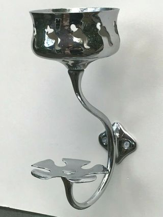 Antique Vintage Bathroom Wall Mount Cup Toothbrush Holder - Chrome - 1920s