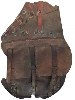 Antique Mounted Leather Horse Saddle Bags