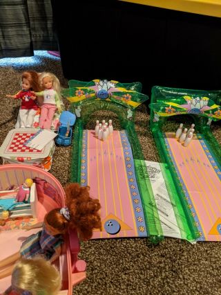 Vintage barbie folding house,  Stacey bowling,  blow up furniture.  1990 ' s 3